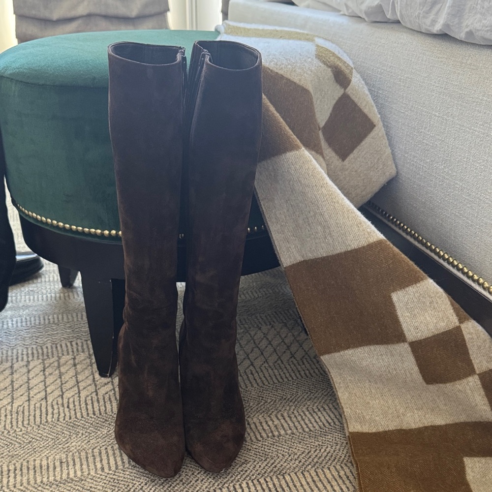 Christian Louboutin Dark Brown Suede Boots